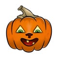 Halloween. Pumpkin with a kind sweet smile. In cartoon style