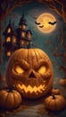 Halloween Pumpkin Lantern, Generative AI