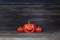 Halloween pumpkin lantern. Trick or treat on a wooden table Royalty Free Stock Photo