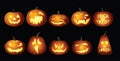 Halloween Pumpkin lanterns at night Royalty Free Stock Photo