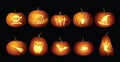 Halloween Pumpkin lanterns at night Royalty Free Stock Photo