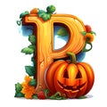 Halloween pumpkin letter decoration separated on white background