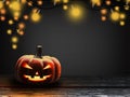 Halloween pumpkin with light bulb at night Royalty Free Stock Photo