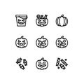 Halloween Pumpkin line icons collection. Pumpkin, Sweets, Candies Icon for the celebration on October 31.