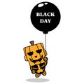 Cartoon mascot pumpkin skull black friday