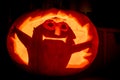 Halloween pumpkin with minion comic theme glowing