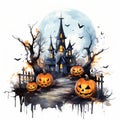 Halloween Pumpkin Moon Illustration Background Royalty Free Stock Photo