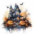 Halloween Pumpkin Moon Illustration Background Royalty Free Stock Photo