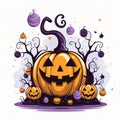 Halloween Pumpkin Moon Illustration Background Royalty Free Stock Photo