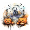 Halloween Pumpkin Moon Illustration Background Royalty Free Stock Photo