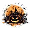 Halloween Pumpkin Moon Illustration Background Royalty Free Stock Photo