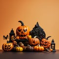 Halloween Pumpkin Moonlit Night Illustration Background Royalty Free Stock Photo