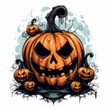 Halloween Pumpkin Moonlit Night Illustration Background Royalty Free Stock Photo