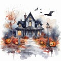 Halloween Pumpkin Moonlit Night Illustration Background Royalty Free Stock Photo