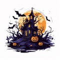 Halloween Pumpkin Moonlit Night Illustration Background Royalty Free Stock Photo