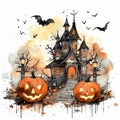 Halloween Pumpkin Moonlit Night Illustration Background Royalty Free Stock Photo