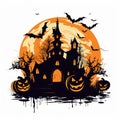 Halloween Pumpkin Moonlit Night Illustration Background Royalty Free Stock Photo