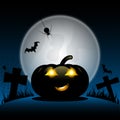 Halloween pumpkin in mystery scene