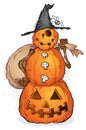 Halloween Pumpkin Scarecrow Royalty Free Stock Photo