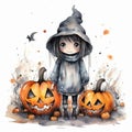 Halloween Pumpkin Scarecrow Illustration Background Royalty Free Stock Photo