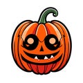 Halloween pumpkin with scary face isolated on white background. Cartoon  illustration. Generative AI Royalty Free Stock Photo