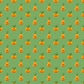 Halloween pumpkin seamless pattern. Cute cartoon pumpkins, holiday background design, vector illustration Royalty Free Stock Photo