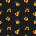 Halloween pumpkin seamless pattern. Cute cartoon pumpkins, holiday background design, vector illustration Royalty Free Stock Photo