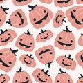 Halloween pumpkin seamless pattern. Cute style background. Vector illustration