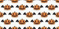 halloween pumpkin seamless pattern Jack O Lantern ghost spooky bat wing vector cartoon Royalty Free Stock Photo