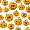 Halloween pumpkin seamless pattern on white background. Cute halloween pumpkin pattern background. Halloween theme design vector Royalty Free Stock Photo