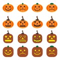 Halloween pumpkin set with happy and scary smiles