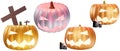 halloween pumpkin set included 3d illustration isolated on a white background with clipping path Royalty Free Stock Photo