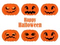 Halloween pumpkin set isolated on white background. Jack o lantern icons. Vector Royalty Free Stock Photo