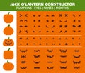 Halloween Pumpkin simple color icons vector set Royalty Free Stock Photo