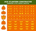 Halloween Pumpkin simple flat color icons vector set Royalty Free Stock Photo