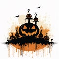 Halloween Pumpkin Skeletons Illustration Background Royalty Free Stock Photo