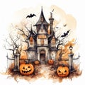 Halloween Pumpkin Skeletons Illustration Background Royalty Free Stock Photo