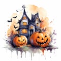 Halloween Pumpkin Skeletons Illustration Background Royalty Free Stock Photo