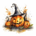 Halloween Pumpkin Skeletons Illustration Background Royalty Free Stock Photo