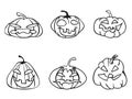 Halloween pumpkin sketchy outline icons Royalty Free Stock Photo