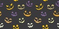 Halloween pumpkin smiles seamless repeat pattern vector background Royalty Free Stock Photo