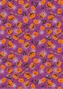 Halloween pumpkin spider purple background pattern