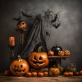 Halloween Pumpkin Spiderwebs Background Royalty Free Stock Photo