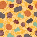 Halloween Pumpkin Squash Gourd Foliage Autumn Seamless Pattern Royalty Free Stock Photo