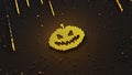 Halloween pumpkin symbol made of glowing pixels 3D render