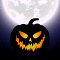 Halloween pumpkin under the moonlight. Vector illustration