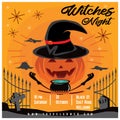 Invitation template for Halloween party Witches Night