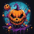 Halloween Pumpkin Vector Sticker: Festive and Spooky Decor