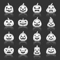 Halloween Pumpkin white silhouette icon set Royalty Free Stock Photo