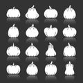 Halloween Pumpkin white silhouette icon set